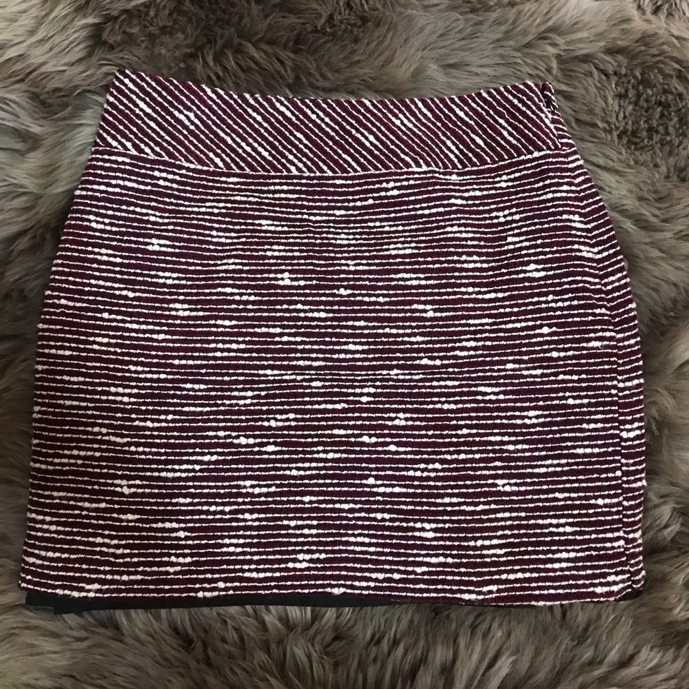 Ann Taylor LOFT Burgundy and White Boucle Skirt, 6